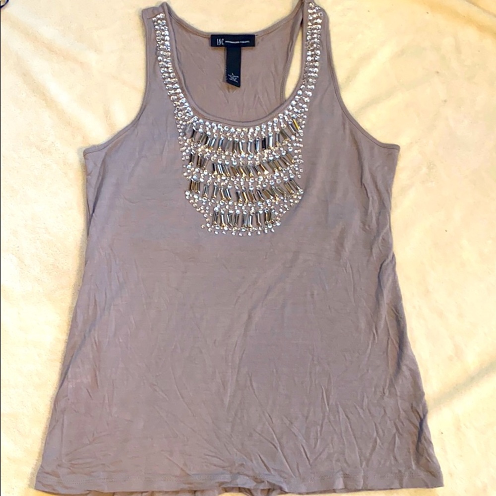 EUC light grey racerback with rhinestone neckline